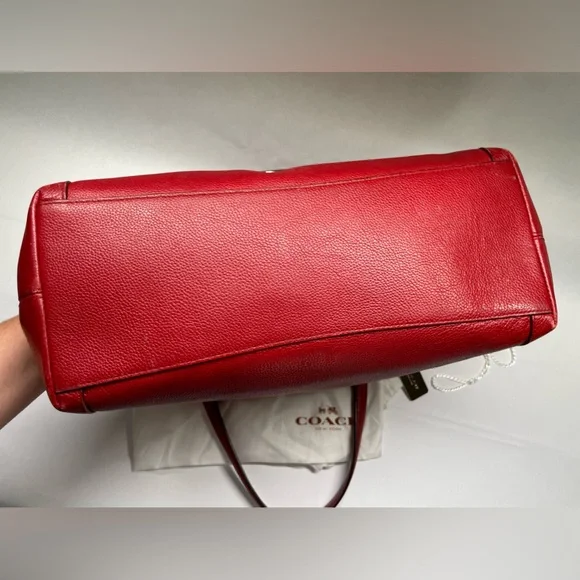 Coach Edie Pebbled Leather (33547) Shoulder Bag in Red with Dust Bag